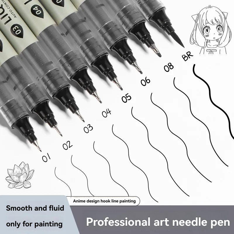 Copic Marker Sketch - 12-pack zwarte fineliner tekenpennen, multi-tip fijne