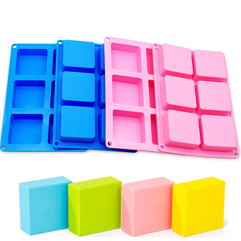 Melt Pour Soap Base - Vierkante Zeepvormen 6-holte Antiaanbaklaag Siliconen Pan,