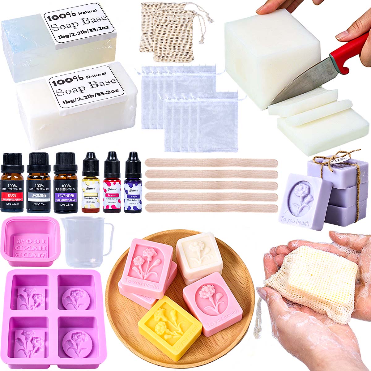 Soap Making Starter Kit - DIY Handgemaakte Zeepmaakset Volledige Set Zeepmaak
