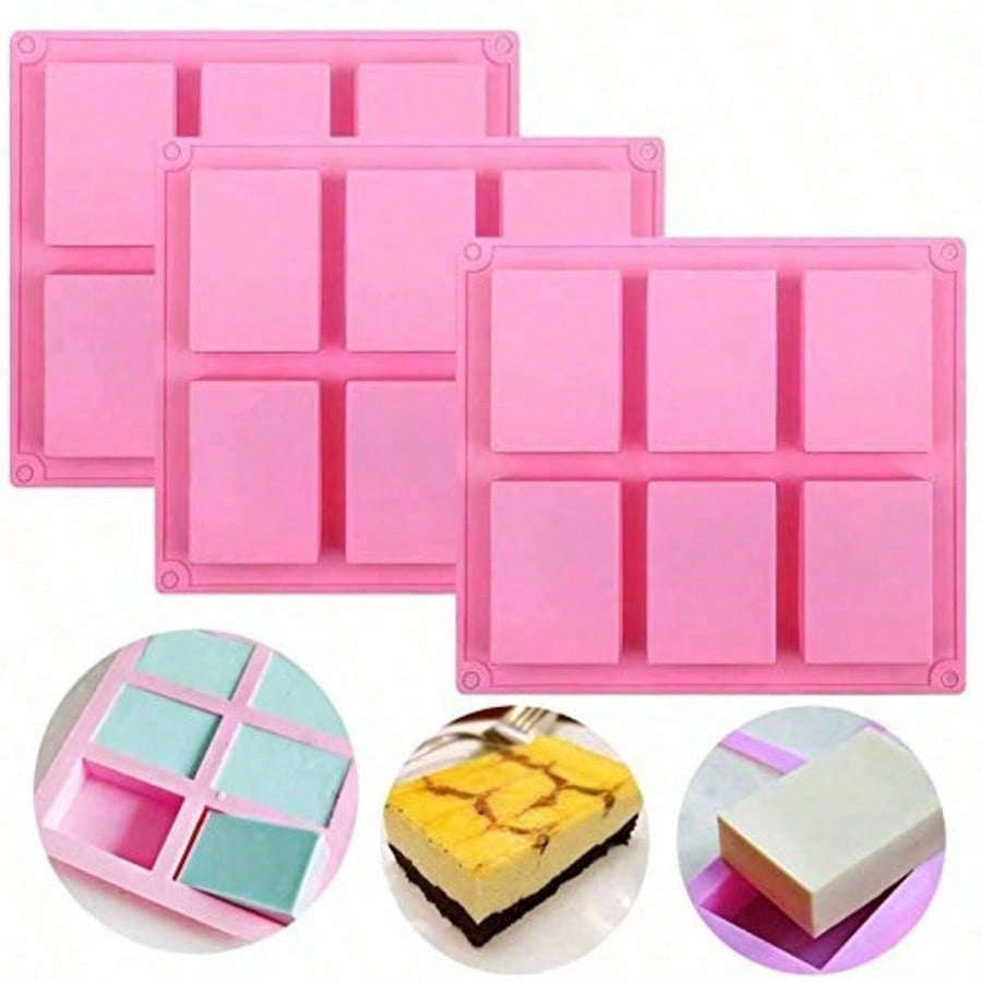 Melt Pour Soap Base - 1-2 stuks 6-delige doe-het-zelf siliconenvormen, roze