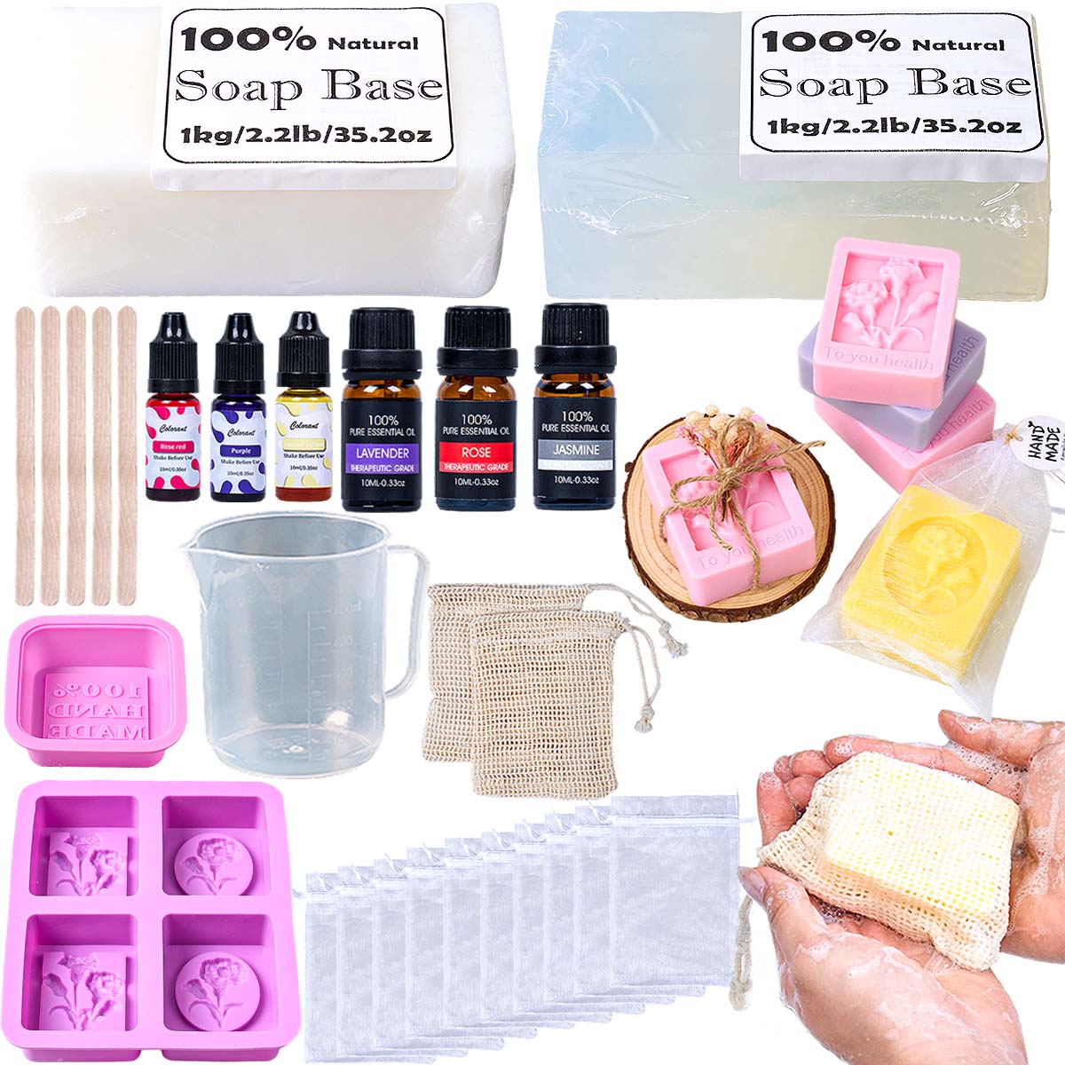 Soap Making Starter Kit - Handgemaakte zeepmaakset DIY met siliconen mal,