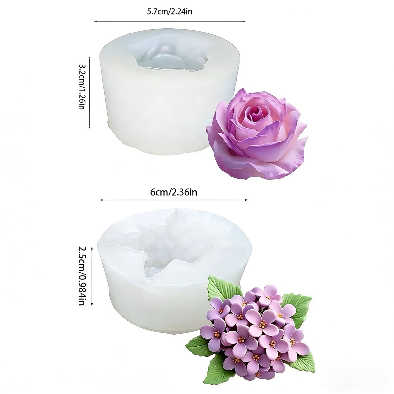 2-delige 3D Rose Lilac Flower  - Soap Making Recipes recensie en prijs